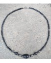 Alphabey's Black Onyx Brass Silver Plated Necklace For Women